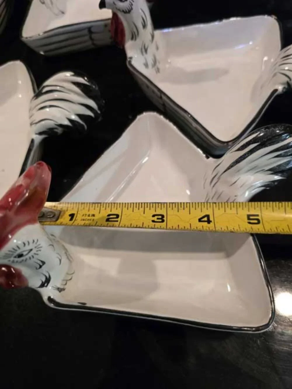 Vintage MCM Crudite Nut Relish Dish Set of 7+ Italian Pottery Rooster White
